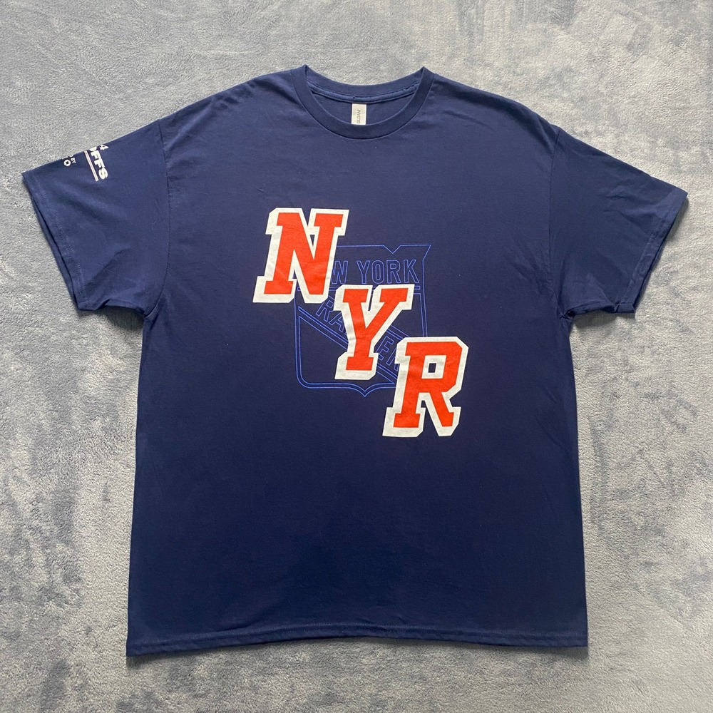 NY Rangers T-Shirt Mens XL Navy Blue Gildan‎ 2024 Playoffs Graphic Tee